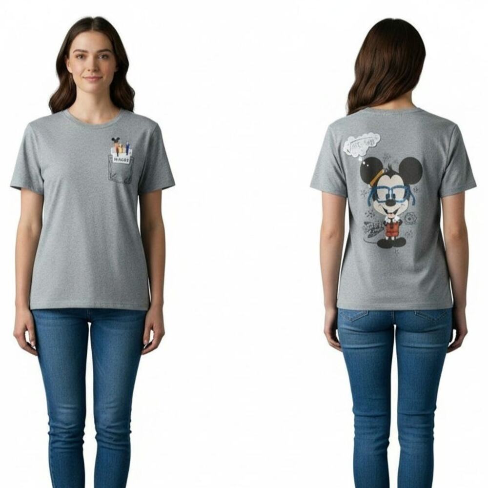 Disney Parks Mickey Mouse artist graphic pocket t-shirt gray women’s M